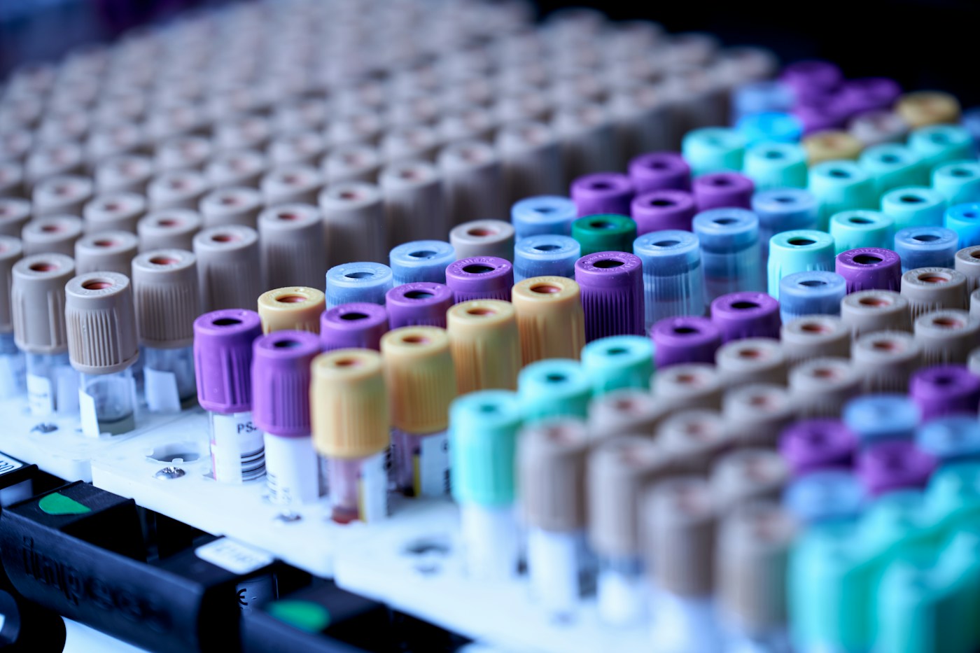 Tubes de prélèvement sanguin au laboratoire. Photographie d’illustration.